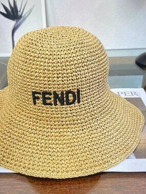 Fendi | Accessories | Fendi Ff Logo Handwoven Raffia Bucket Hat
